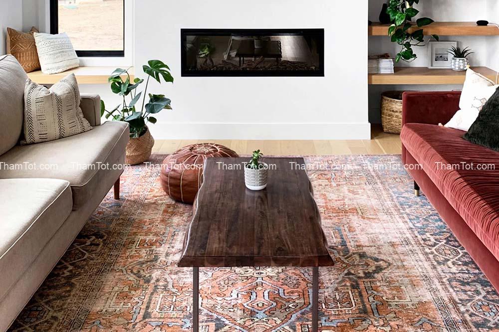 Cách phối thảm trang trí với sofa giúp phòng khách sang trọng hơn