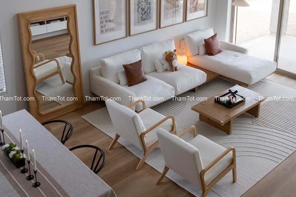 Cách phối thảm trang trí với sofa giúp phòng khách sang trọng hơn