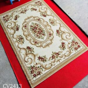 Thảm trải sàn cổ điển màu be pha đỏ