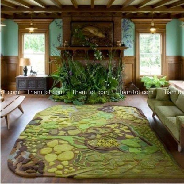 tham-trai-san-det-tay-3d-2 Thảm len dệt tay họa tiết cỏ cây thân thiện với thiên nhiên
