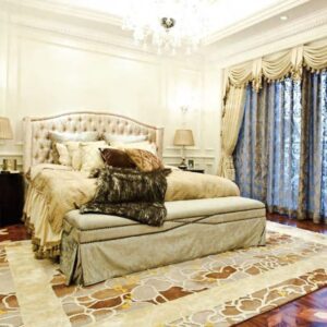 Thảm trải sàn hoa văn tân cổ điển trong phòng ngủ