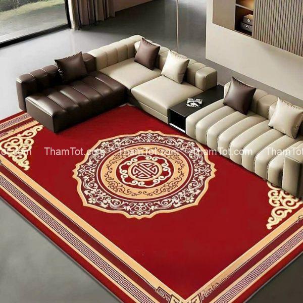 tham-trai-san-len-det-thu-cong-do-1 Thảm trải sàn len dệt thủ công đỏ