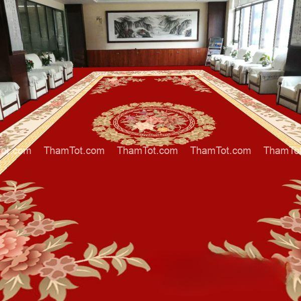 tham-trai-san-len-det-thu-cong-do-2 Thảm len đỏ sang trọng